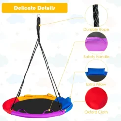 Costway 40'' Saucer Tree Swing Outdoor Round Platform Swing W/ Pillow & Handle 13 Costway 40'' Saucer Tree Swing Outdoor Round Platform Swing W/ Pillow & Handle -Costway GUEST b396fb5b bf27 420e b884 f124abcc9b39