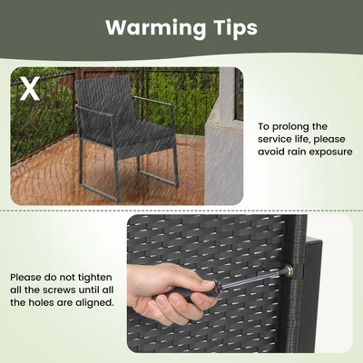 Costway 3pcs Patio Furniture Set Heavy Duty Cushioned Wicker Rattan Chairs Table Outdoor 7 Costway 3pcs Patio Furniture Set Heavy Duty Cushioned Wicker Rattan Chairs Table Outdoor - Image 7