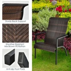 Costway 3 PCS Patio Rattan Bistro Set High Backrest Armrest SideTable Mix GrayMix Brown 19 Costway 3 PCS Patio Rattan Bistro Set High Backrest Armrest SideTable Mix GrayMix Brown -Costway GUEST b449968c 3350 481f 8105 d3669a382c09