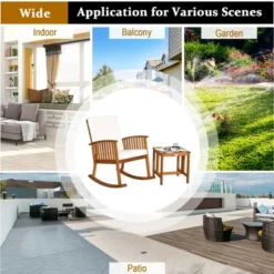 Costway 2PCS Acacia Wood Patio Rocking Chair Set Cushioned Coffee Table -Costway GUEST b4514076 beca 4cf8 b0d2 719a9a263d38