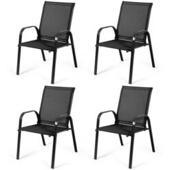 Costway 4PCS Patio Chairs Garden Deck Yard With Armrest Brown/Beige/Gray -Costway GUEST b4950622 8152 4dce 9bbd 03c2be220ff9