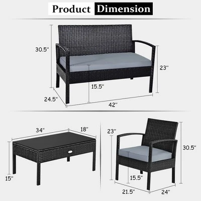 Costway 8PCS Patio Rattan Furniture Set Garden Deck 2 Costway 8PCS Patio Rattan Furniture Set Garden Deck - Image 2