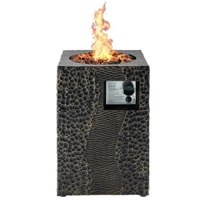 Costway 16'' Square Outdoor Propane Fire Pit W/Lava Rocks Waterproof Cover 30,000 BTU 2 Costway 16'' Square Outdoor Propane Fire Pit W/Lava Rocks Waterproof Cover 30,000 BTU - Image 2