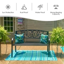 Costway 50'' Patio Park Garden Bench Porch Chair Steel Frame Cast Iron Backrest 11 Costway 50'' Patio Park Garden Bench Porch Chair Steel Frame Cast Iron Backrest -Costway GUEST b4d21fd5 8a87 49b2 bb21 f39a423a99c0