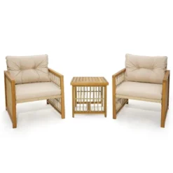 Costway 3PCS Patio PE Wicker Conversation Set Acacia Wood Frame WithSeat & Back Cushions 13 Costway 3PCS Patio PE Wicker Conversation Set Acacia Wood Frame WithSeat & Back Cushions -Costway GUEST b585025b e0c2 49a2 b7ca 57ded3051131