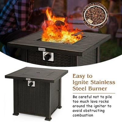 Costway 30" Gas Fire Pit Table 50,000 BTU Square Propane Fire Pit Table W/ Cover 8 Costway 30" Gas Fire Pit Table 50,000 BTU Square Propane Fire Pit Table W/ Cover - Image 8