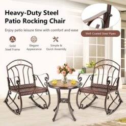 Costway Patio Rocking Chair Art Scroll Rocker Backrest Armrests Antique Copper Backyard -Costway GUEST b6c0b349 7d5c 4bb9 abde 00a3e951917e