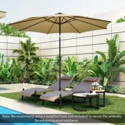 Costway 10 FT 112 LED Solar-Lighted Patio Table Market Umbrella Crank Tilt Outdoor Beige/Coffee/Navy/Wine -Costway GUEST b6e53a07 ef0e 431b bf6c fe46ea3f714e