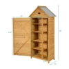 Costway Outdoor Storage Shed Lockable Wooden Garden Tool Storage Cabinet W/ Shelves