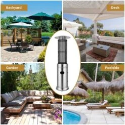 Costway 34000 BTU Patio Heaters Stainless Steel Round Propane Glass Tube Flame W/Wheels -Costway GUEST b6fdf75c 27e0 4326 b4e8 e88e4abefa05
