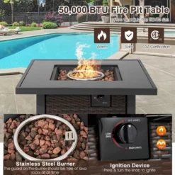 Costway 32'' Propane Fire Pit Table 50,000 BTU Square Firepit Heater W/ Lava Rocks Cover 13 Costway 32'' Propane Fire Pit Table 50,000 BTU Square Firepit Heater W/ Lava Rocks Cover -Costway GUEST b7793cd9 e744 439e 91de fdaaf0ee6a05