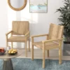 Costway Patio Chair Set Of 2/4 Rubber Wood Dining Armchairs Paper Rope Woven Seat Balcony