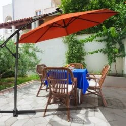 Costway 10FT Patio Offset Umbrella Solar LED 360degrees Rotation Orange -Costway GUEST b8c2e79c 6e9d 4af8 86a8 85c71df2ab2d