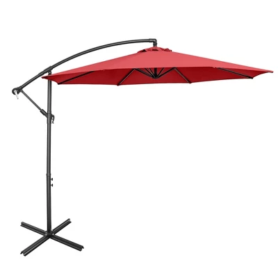 Costway 10 FT Patio Offset Umbrella W/8 Ribs Cross Base Tilt 14 Costway 10 FT Patio Offset Umbrella W/8 Ribs Cross Base Tilt - Image 14