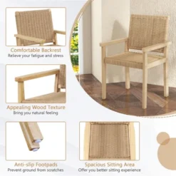 Costway Patio Chair Set Of 2/4 Rubber Wood Dining Armchairs Paper Rope Woven Seat Balcony 15 Costway Patio Chair Set Of 2/4 Rubber Wood Dining Armchairs Paper Rope Woven Seat Balcony -Costway GUEST b9061bdc 379a 4805 89fd faa14f97fb42