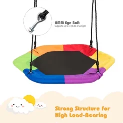 Costway 37 Inch Hexagon Tree Swing With Adjustable Hanging Rope Colorful -Costway GUEST b92fd41d 0d69 45b0 b9f3 bdf80fad2afa
