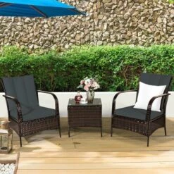 Costway 3 PCS Patio Rattan Furniture Set Coffee Table & 2 Rattan Chair W/Gray Cushions 11 Costway 3 PCS Patio Rattan Furniture Set Coffee Table & 2 Rattan Chair W/Gray Cushions -Costway GUEST b96352c5 33b3 44ea a52c a74ffed270e1