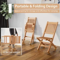 Costway 3pcs Patio Outdoor Teak Wood Bistro Dining Set Folding Chair & Table Slatted 16 Costway 3pcs Patio Outdoor Teak Wood Bistro Dining Set Folding Chair & Table Slatted -Costway GUEST b9697b02 2541 43b0 a695 81195c08912b