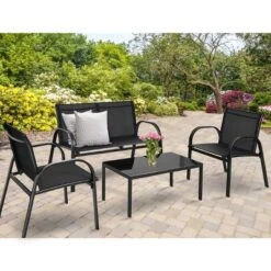 Costway 4 PCS Patio Furniture Set Sofa Coffee Table Steel Frame Garden Deck Black 11 Costway 4 PCS Patio Furniture Set Sofa Coffee Table Steel Frame Garden Deck Black -Costway GUEST b9a49bbc 5abe 4f6f 9bf8 7e6d4f5eae8f