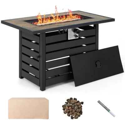 Costway 6PCS Patio Rattan Furniture Set 42'' Fire Pit Table Cover Sofa Cushion Off White/Black/Navy/Red/Turquoise 9 Costway 6PCS Patio Rattan Furniture Set 42'' Fire Pit Table Cover Sofa Cushion Off White/Black/Navy/Red/Turquoise - Image 9