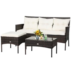 Costway 3PCS Patio Rattan Furniture Set 3-Seat Sofa Cushioned Table Garden TurqouiseGrayWhite 14 Costway 3PCS Patio Rattan Furniture Set 3-Seat Sofa Cushioned Table Garden TurqouiseGrayWhite -Costway GUEST b9d630a0 1d68 4dc0 9959 4875481205ec