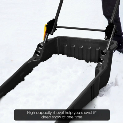 Costway 24'' Folding Poly Snow Shovel Snow Pusher W/Wheels U-Shape Handle 6 Costway 24'' Folding Poly Snow Shovel Snow Pusher W/Wheels U-Shape Handle - Image 6