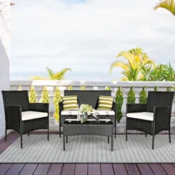 Costway 4PCS Patio Furniture Set Rattan Wicker Conversation Set Outdoor -Costway GUEST b9f9091f 46b8 4268 9a25 beb26d8f05b9