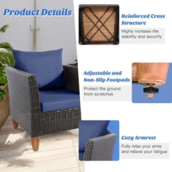 Costway 3PCS Patio Wicker Rattan Sofa Set Furniture Acacia Wood Conversation -Costway GUEST ba21bdfc 8093 47e4 88b2 7e6a19e61432