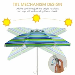 Costway 6.5FT Patio Beach Umbrella Sun Shade Tilt W/Carry Bag Turquoise -Costway GUEST ba97f413 0174 4dcc 9e0b a244c6f819ed