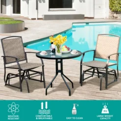 Costway 3PCS Patio Bistro Furniture Set Rocking Glider Chair Glass Table 12 Costway 3PCS Patio Bistro Furniture Set Rocking Glider Chair Glass Table -Costway GUEST baa4723a 14b5 411a 8b6f e7bc4bedac2a