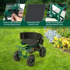 Costway Rolling Garden Cart Outdoor Gardening Workseat With Adjustable Height &Tool Storage -Costway GUEST bb386c36 9922 4da8 881e d20773243803