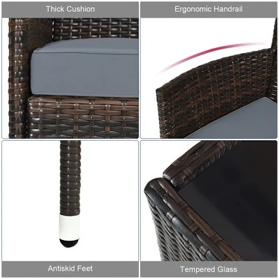 Costway 4PCS Rattan Patio Furniture Set Cushioned Sofa Chair Coffee Table 8 Costway 4PCS Rattan Patio Furniture Set Cushioned Sofa Chair Coffee Table - Image 8