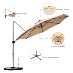 Costway 11' Patio Cantilever Offset Umbrella 360 Degrees Rotation Aluminum Tilt Base -Costway GUEST bba4cd37 24b7 48a6 a499 a5ec96a86b4b