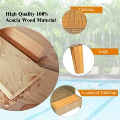 Costway 8PCS Patio Rattan Furniture Set Loveseat W/Wooden Side Table Cushioned Turquoise 13 Costway 8PCS Patio Rattan Furniture Set Loveseat W/Wooden Side Table Cushioned Turquoise -Costway GUEST bbc5a7bb 92c9 4f17 b79e 2d2f9dae84d5