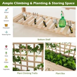 Costway Raised Garden Bed Elevated Wooden Planter Box With Trellis & Open Storage Shelf -Costway GUEST bbc7a046 a1d0 4223 afb5 510a67c49858