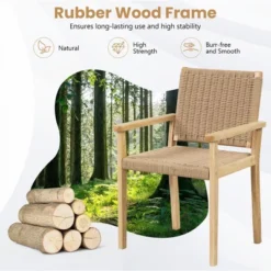 Costway Patio Chair Set Of 2/4 Rubber Wood Dining Armchairs Paper Rope Woven Seat Balcony 12 Costway Patio Chair Set Of 2/4 Rubber Wood Dining Armchairs Paper Rope Woven Seat Balcony -Costway GUEST bbe6dfaf 44c6 4775 8919 04b202e5f071