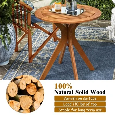 Costway 27'' Outdoor Round Table Solid Wood Coffee Side Bistro Table 6 Costway 27'' Outdoor Round Table Solid Wood Coffee Side Bistro Table - Image 6