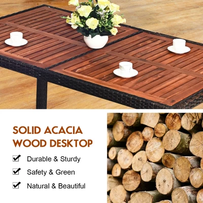 Costway 7PCS Patio Rattan Dining Set 6 Stackable Chairs Cushioned 6 Costway 7PCS Patio Rattan Dining Set 6 Stackable Chairs Cushioned - Image 6