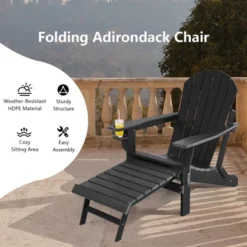 Costway Patio Folding Adirondack Chair HDPE All-Weather Pull-Out Ottoman WhiteBlackCoffeeGrayTurquoise 16 Costway Patio Folding Adirondack Chair HDPE All-Weather Pull-Out Ottoman WhiteBlackCoffeeGrayTurquoise -Costway GUEST bc209d13 31c7 4ac8 beb7 e90aefc425dc