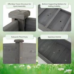 Costway Wooden Raised Vegetable Garden Bed Elevated Grow Vegetable Planter Grey 17 Costway Wooden Raised Vegetable Garden Bed Elevated Grow Vegetable Planter Grey -Costway GUEST bc39031a 4384 4777 9cd9 07d197be776d