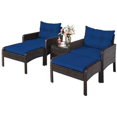 Costway 5 PCS Patio Rattan Wicker Furniture Set Sofa Ottoman Coffee Table Cushioned 9 Costway 5 PCS Patio Rattan Wicker Furniture Set Sofa Ottoman Coffee Table Cushioned - Image 9
