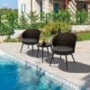 Costway 3PCS Patio Rattan Bistro Furniture Set Cushioned Chair Table Garden