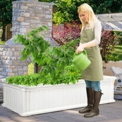 48''x24''Raised Garden Bed Rectangle Plant Box Planter Flower Vegetable White -Costway GUEST bce428f7 cfe8 457e b9f2 063896a47128
