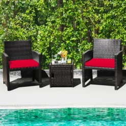 Costway 3PCS Patio Wicker Furniture Set Storage Table W/Protect Cover Cushioned -Costway GUEST bcf566e3 abf7 4899 8f9b 1530bc72a820
