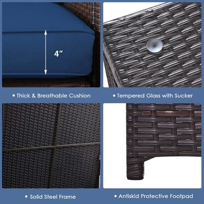 Costway 6PCS Patio Rattan Furniture Set 32'' Fire Pit Table Tank Holder With Cover Beige/Navy/Red/Turquoise 8 Costway 6PCS Patio Rattan Furniture Set 32'' Fire Pit Table Tank Holder With Cover Beige/Navy/Red/Turquoise - Image 8