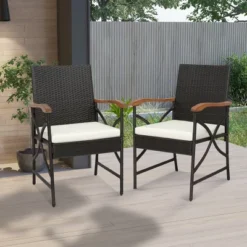 Costway 7PCS Patio Wicker Dining Set Cushion Acacia Wood Armrests Table With Umbrella Hole -Costway GUEST bda08f3d 3e30 4ab8 abae 543e9b5c312c
