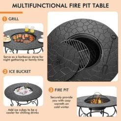 Costway 35.5'' Patio Fire Pit Dining Table Charcoal Wood Burning W/ Cooking BBQ Grate 14 Costway 35.5'' Patio Fire Pit Dining Table Charcoal Wood Burning W/ Cooking BBQ Grate -Costway GUEST bdf3c0f5 3260 4b34 8855 4a5f29430c42