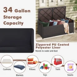Costway 34 Gallon Patio Wicker Storage Deck Box W/Cushion Off White Backyard 13 Costway 34 Gallon Patio Wicker Storage Deck Box W/Cushion Off White Backyard -Costway GUEST be03e013 d5e9 43c6 baef 746f67e07038