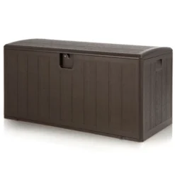 Costway 105 Gallon Outdoor Resin Deck Box All Weather Lockable Storage Container Brown -Costway GUEST be27863c 2c8b 4dea b9b1 5f483bdd1793