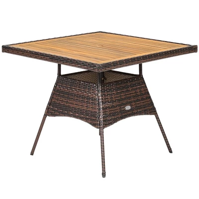 Costway 5PCS Patio Rattan Dining Furniture Set Arm Chair Wooden Table Top 8 Costway 5PCS Patio Rattan Dining Furniture Set Arm Chair Wooden Table Top - Image 8